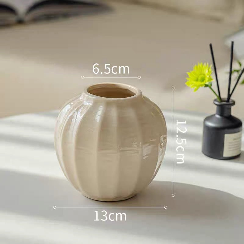 Vintage Wavy-Textured White Ceramic Vase