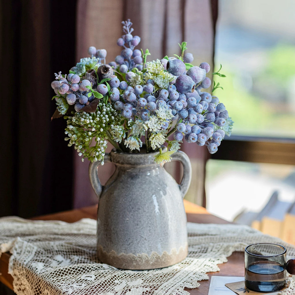 Elegant Blue-Purple Faux Blueberry & Berry Branch Arrangement