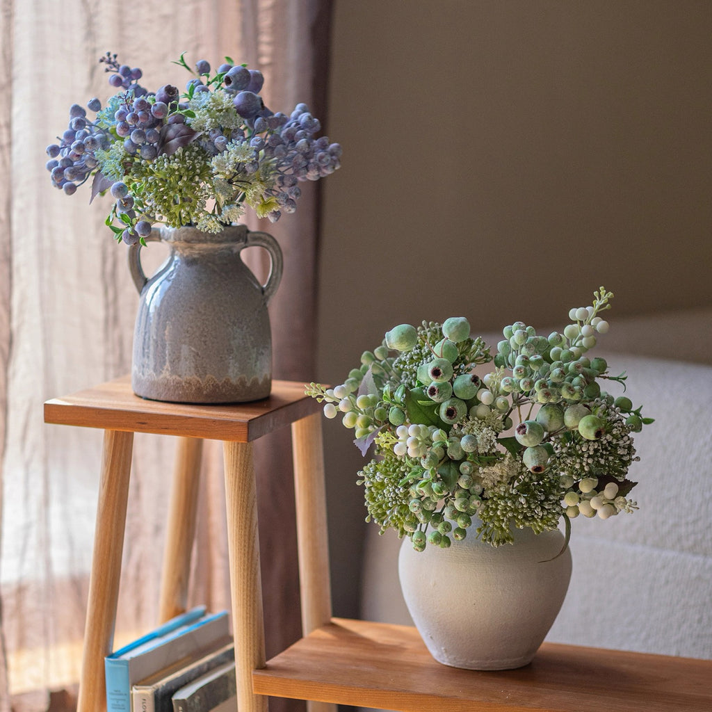 Elegant Green Faux Blueberry & Berry Branch Arrangement