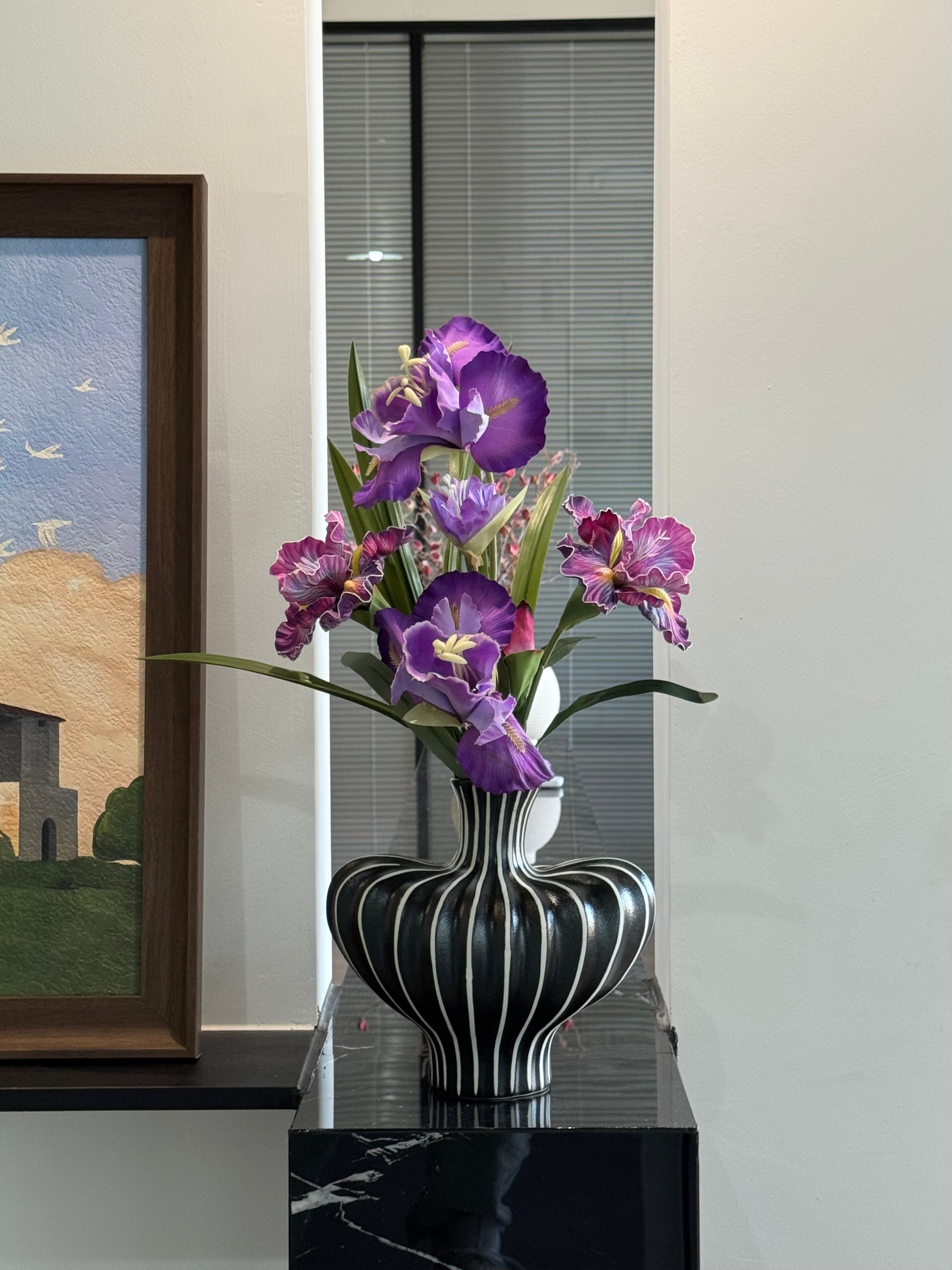 Luxury Royal Purple Iris Faux Floral Arrangement