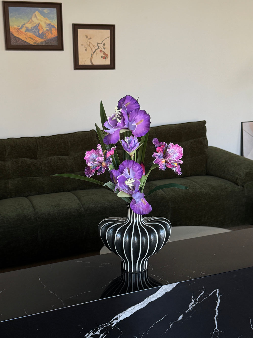 Luxury Royal Purple Iris Faux Floral Arrangement