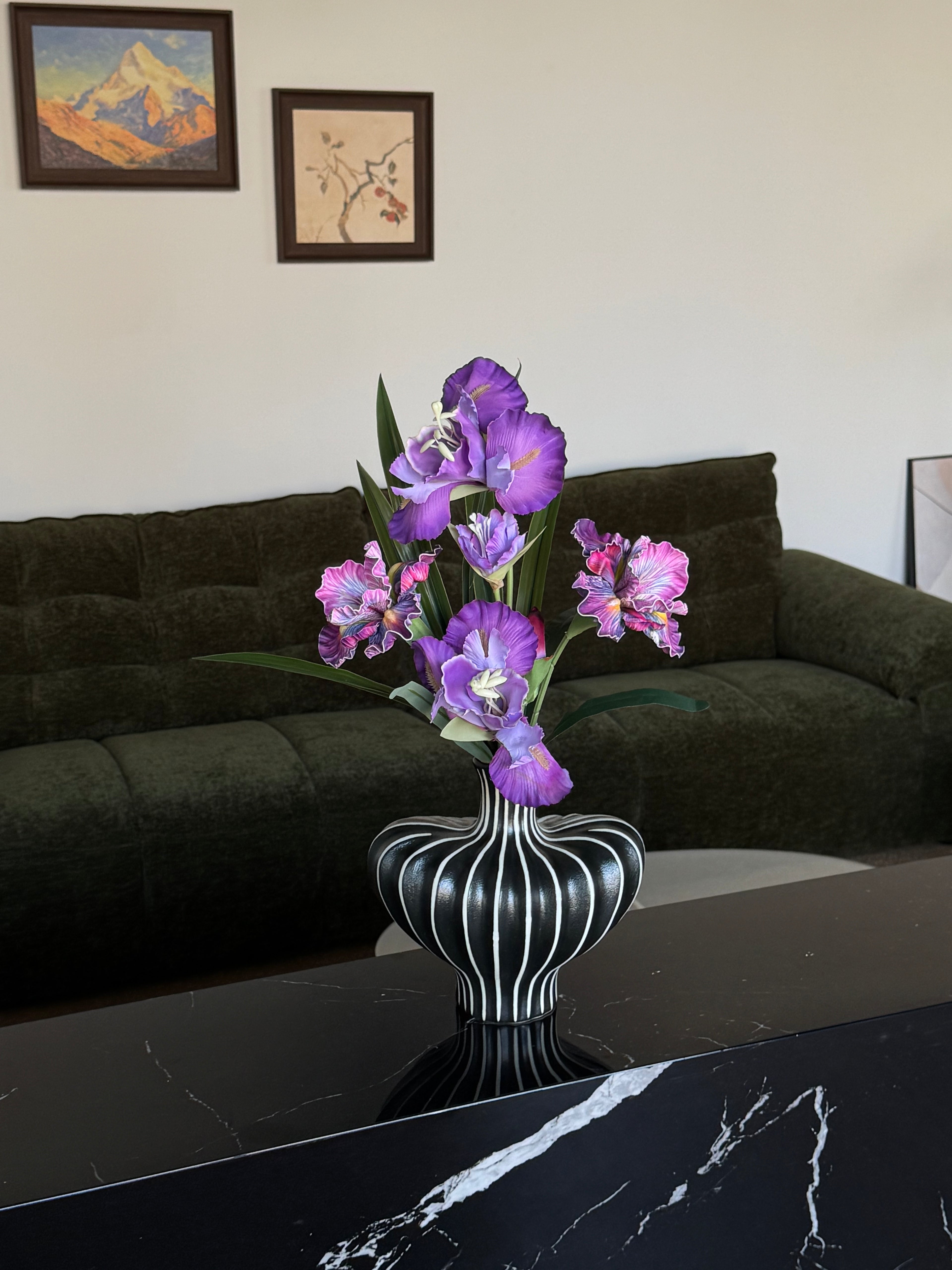 Luxury Royal Purple Iris Faux Floral Arrangement