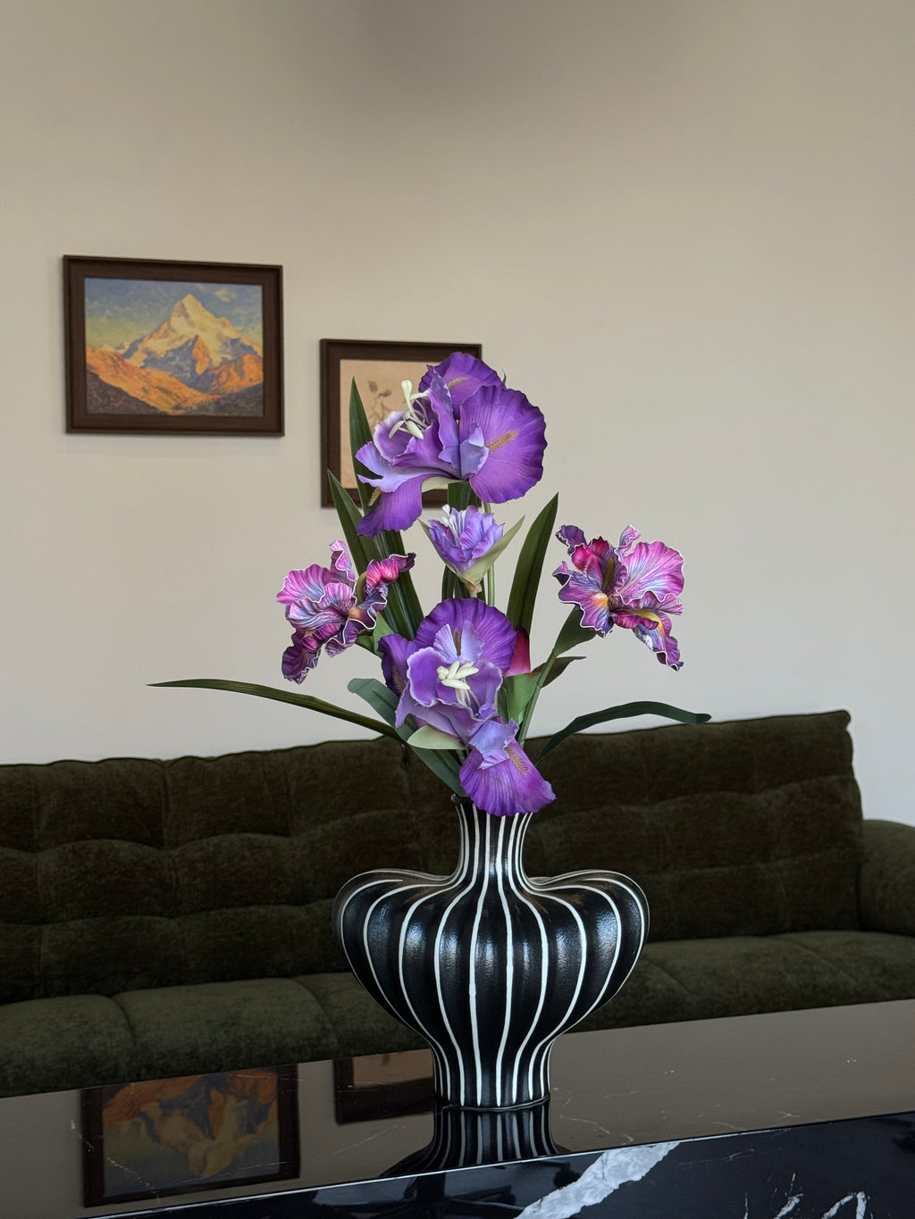 Luxury Royal Purple Iris Faux Floral Arrangement
