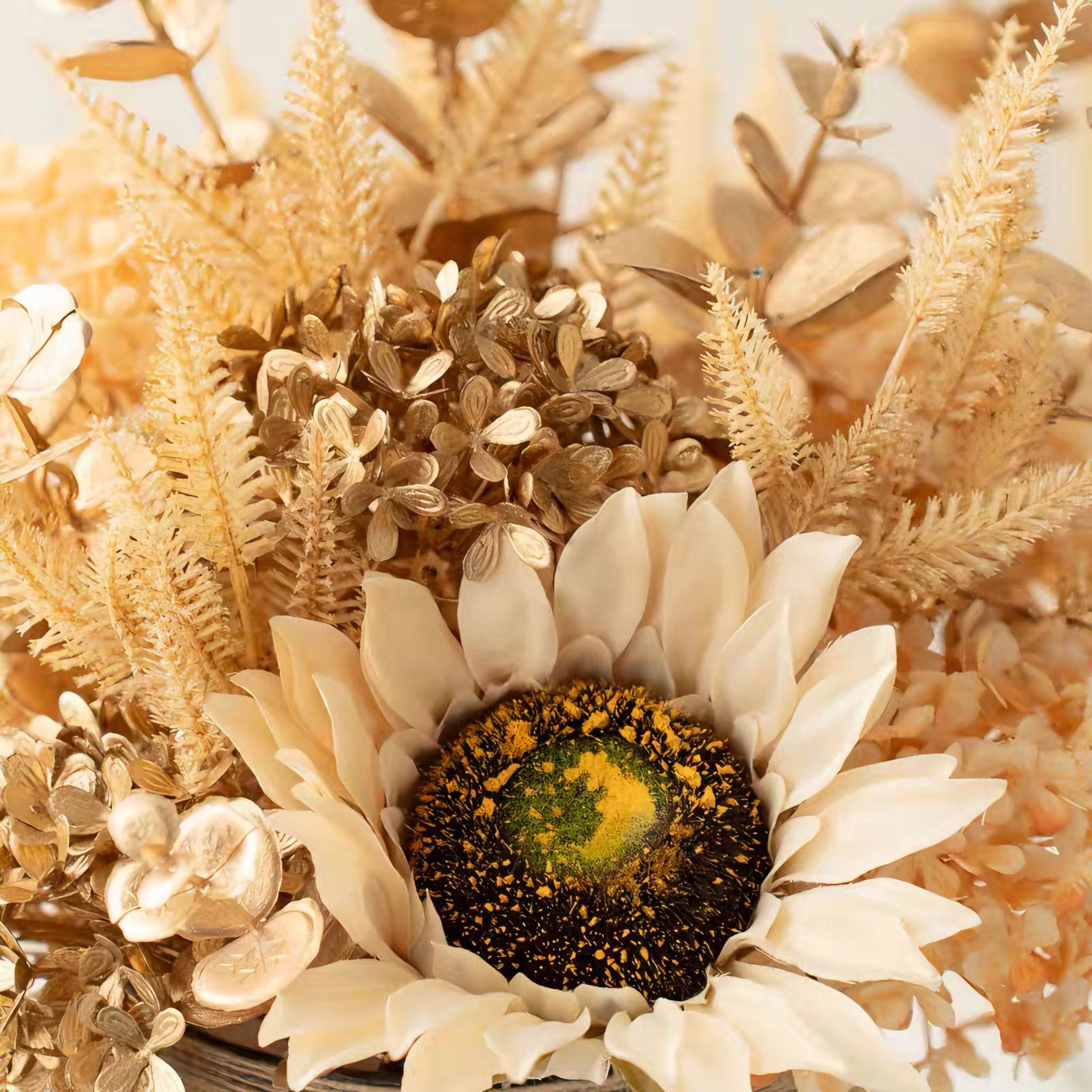 Autumn Retro Sunflower Artificial Flower Arrangement with Vase