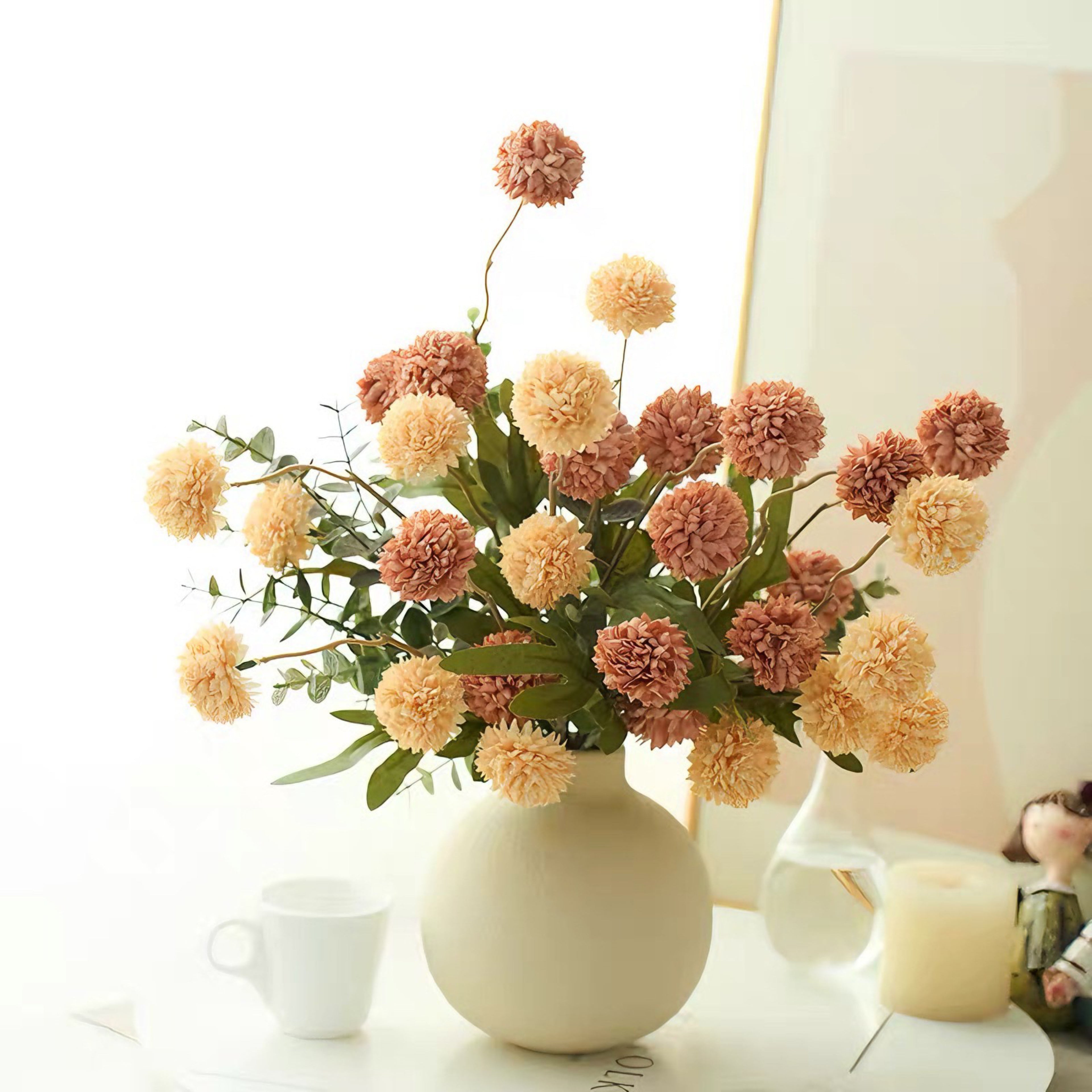 Pastel Dandelion Artificial Floral Arrangement with Vase