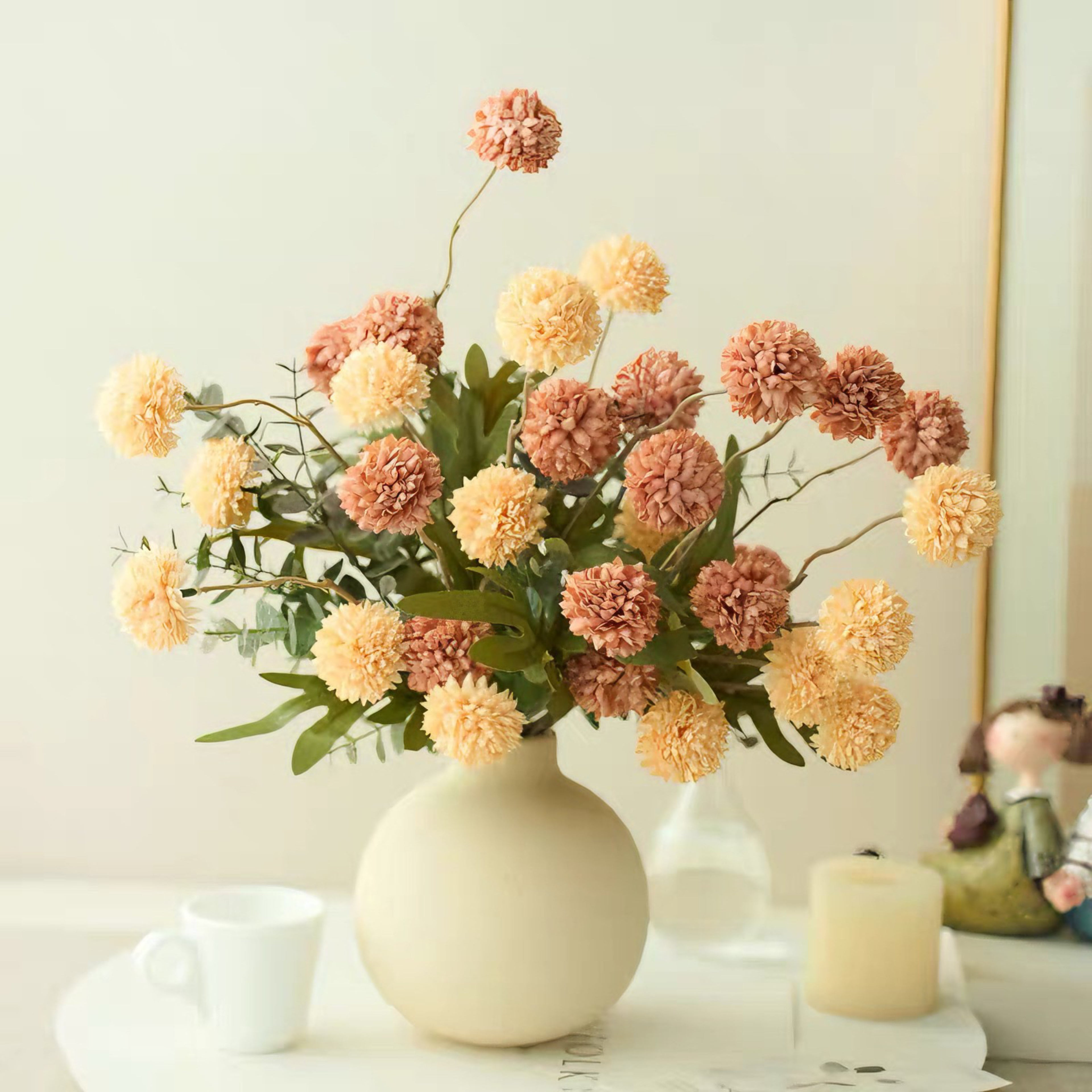 Pastel Dandelion Artificial Floral Arrangement with Vase