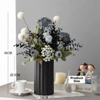 Faux Floral Arrangement - Blue & White Blooms with Dark Foliage