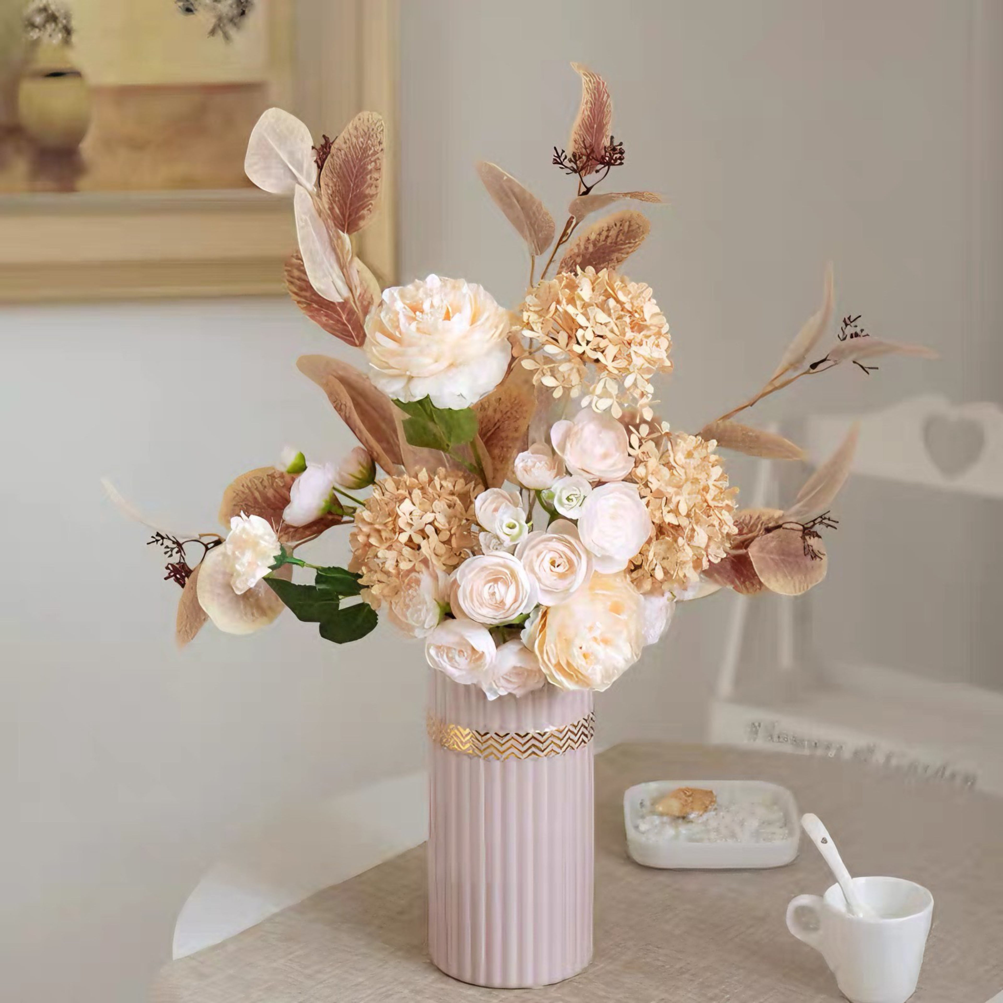 Champagne Pink Peony Artificial Floral Arrangement
