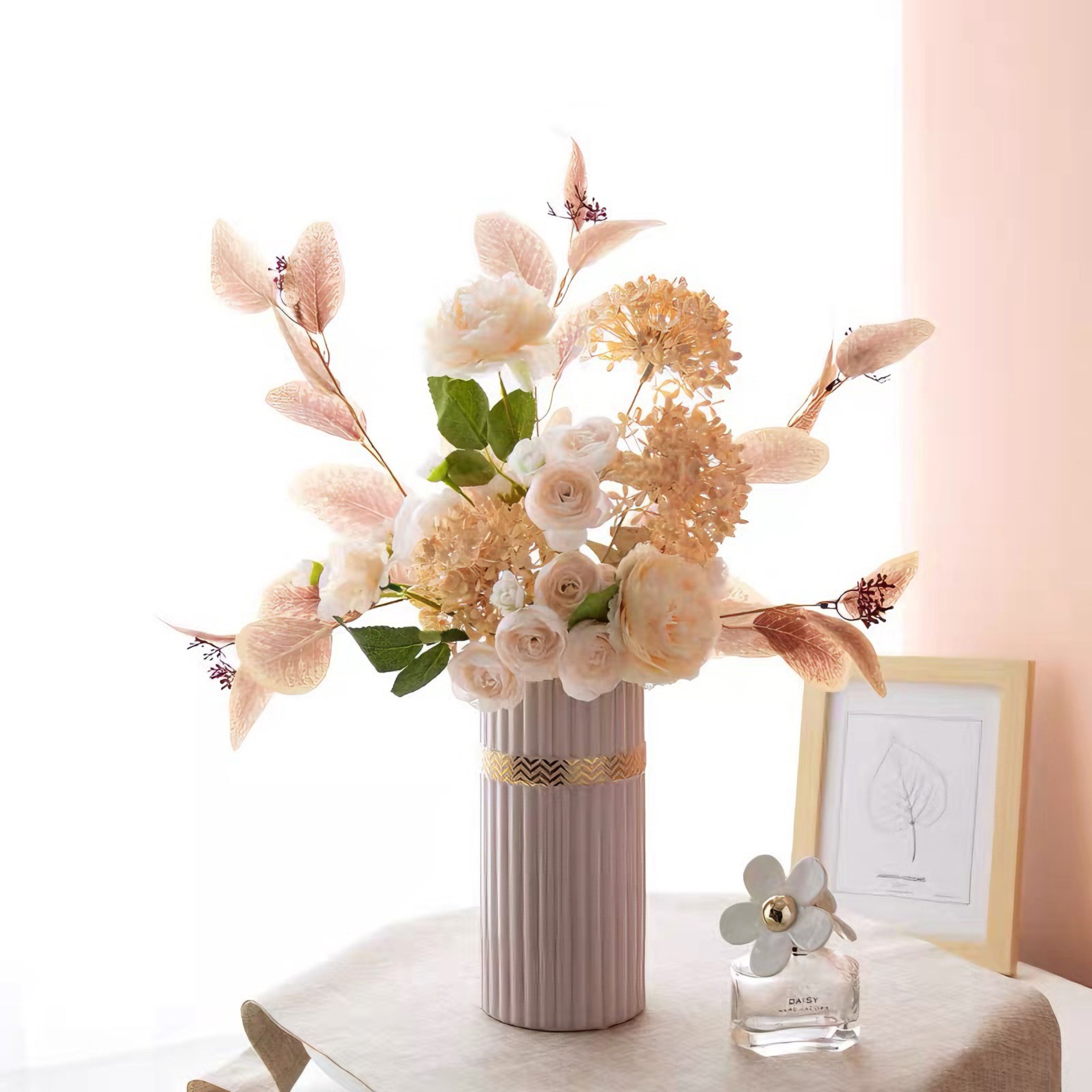 Champagne Pink Peony Artificial Floral Arrangement