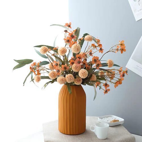 Arrangement floral artificiel fleurs sauvages d’automne et pissenlit