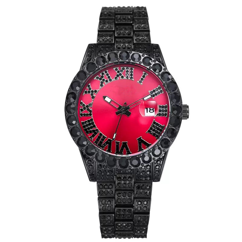 Herren Luxus Automatik Uhr mit Regenbogen-Set Diamanten