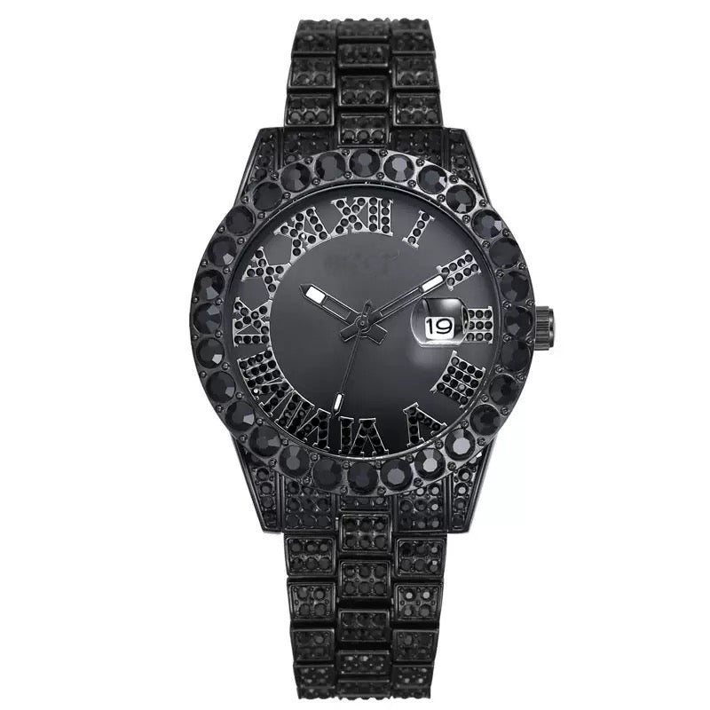 Herren Luxus Automatik Uhr mit Regenbogen-Set Diamanten