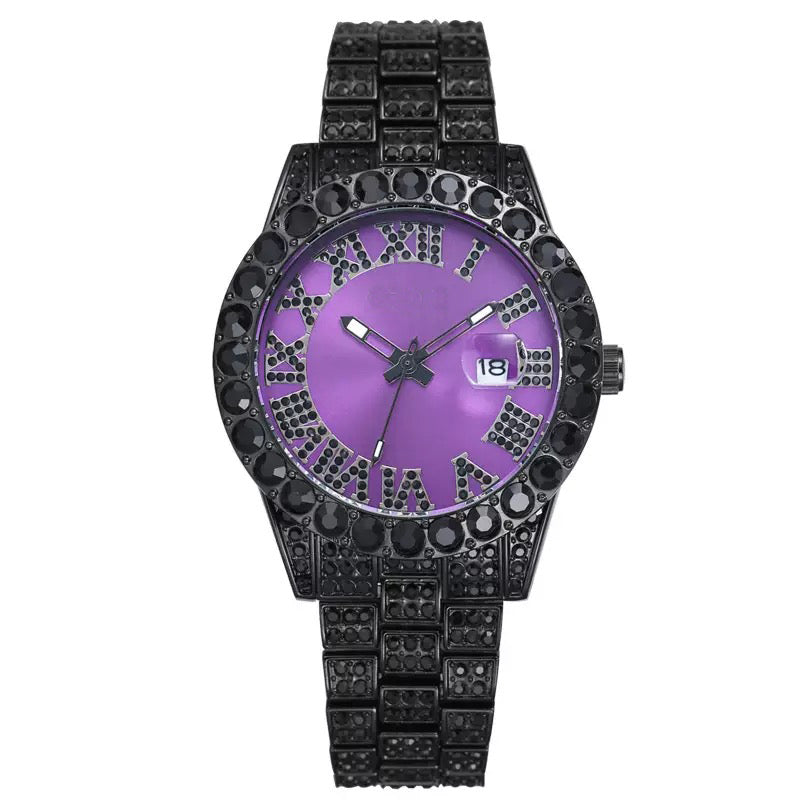 Herren Luxus Automatik Uhr mit Regenbogen-Set Diamanten