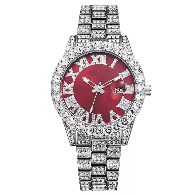 Herren Luxus Automatik Uhr mit Regenbogen-Set Diamanten