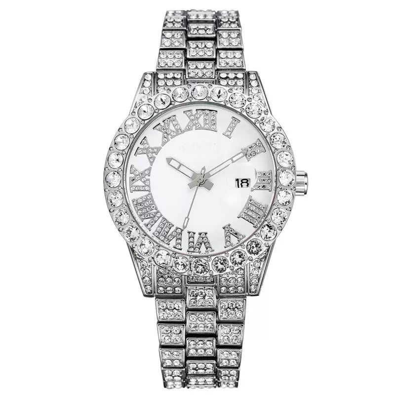 Herren Luxus Automatik Uhr mit Regenbogen-Set Diamanten