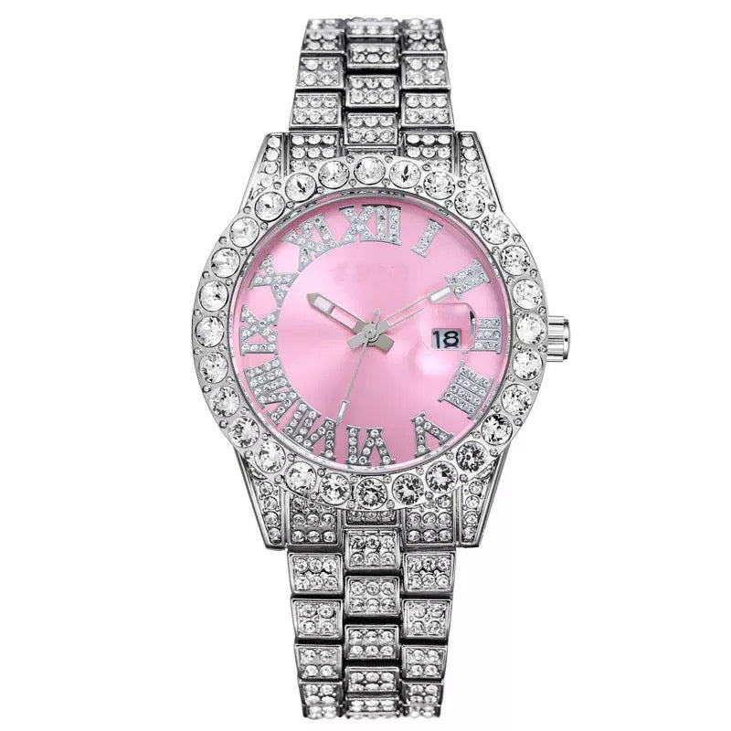 Herren Luxus Automatik Uhr mit Regenbogen-Set Diamanten