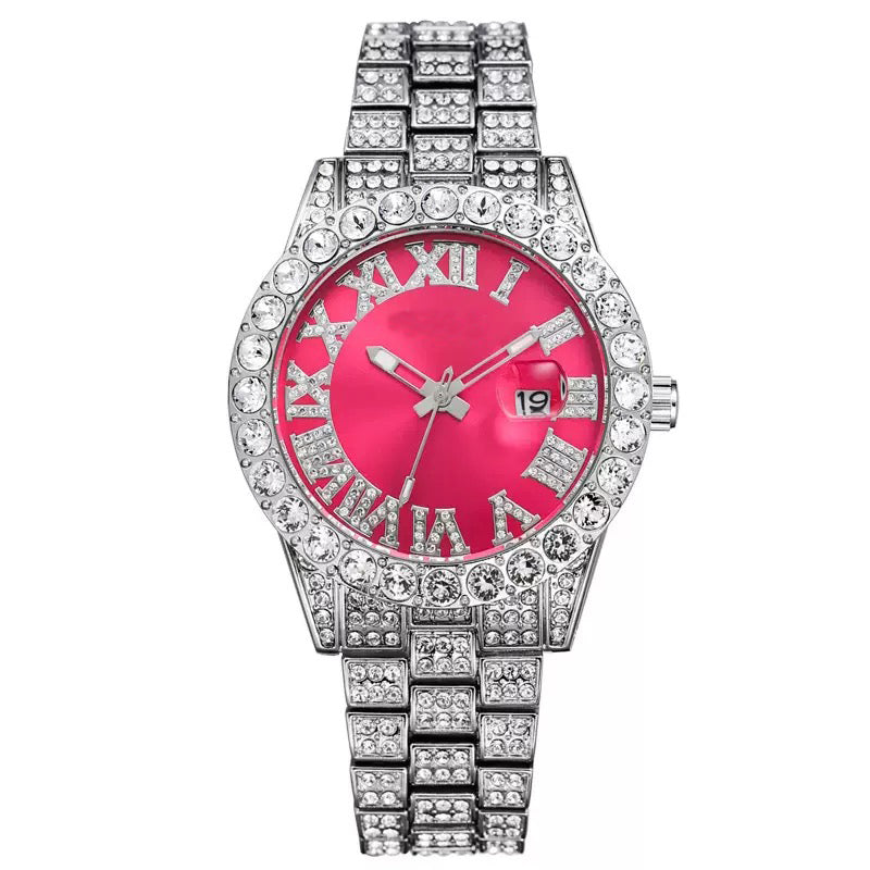 Herren Luxus Automatik Uhr mit Regenbogen-Set Diamanten