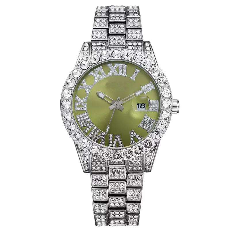 Herren Luxus Automatik Uhr mit Regenbogen-Set Diamanten