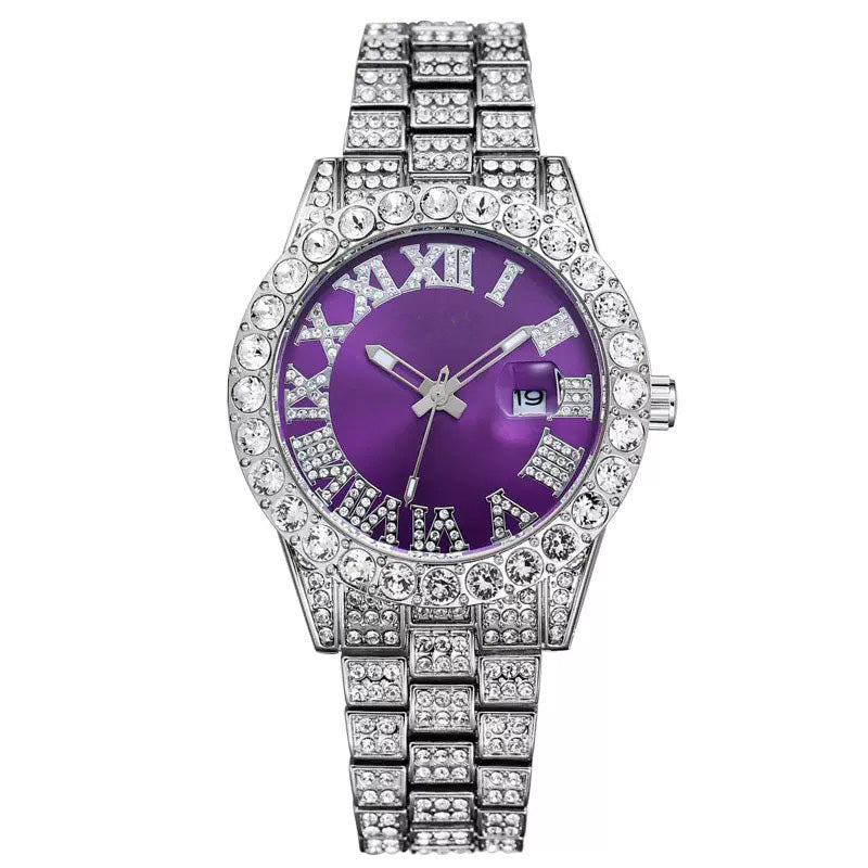 Herren Luxus Automatik Uhr mit Regenbogen-Set Diamanten
