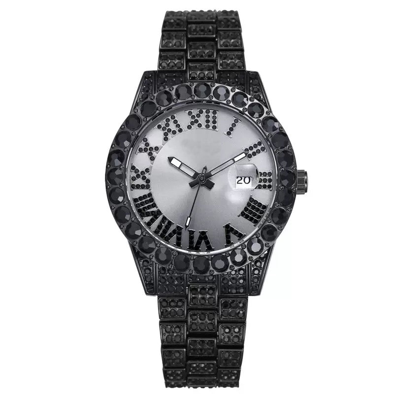 Herren Luxus Automatik Uhr mit Regenbogen-Set Diamanten