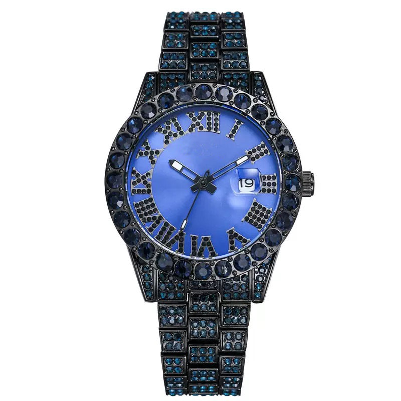 Herren Luxus Automatik Uhr mit Regenbogen-Set Diamanten