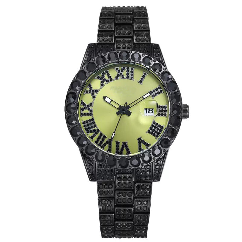Herren Luxus Automatik Uhr mit Regenbogen-Set Diamanten