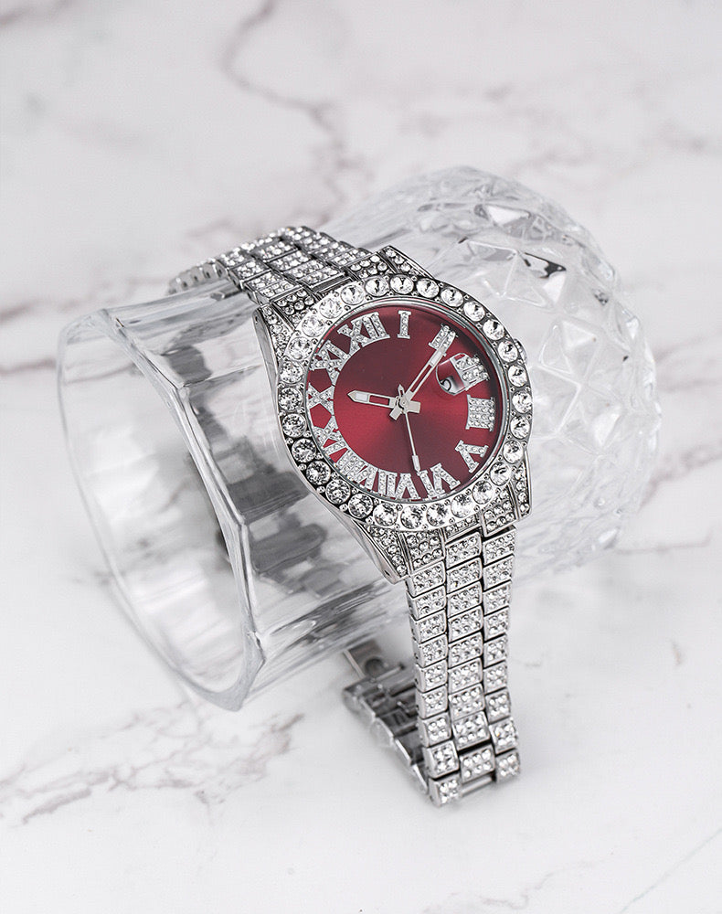 Herren Luxus Automatik Uhr mit Regenbogen-Set Diamanten