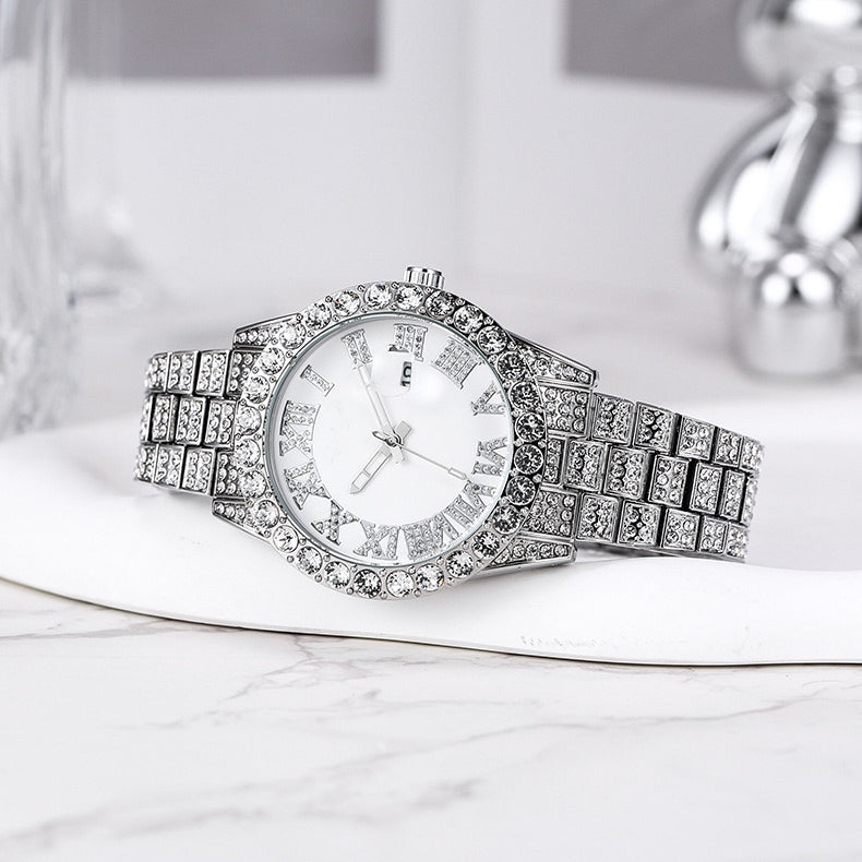 Herren Luxus Automatik Uhr mit Regenbogen-Set Diamanten
