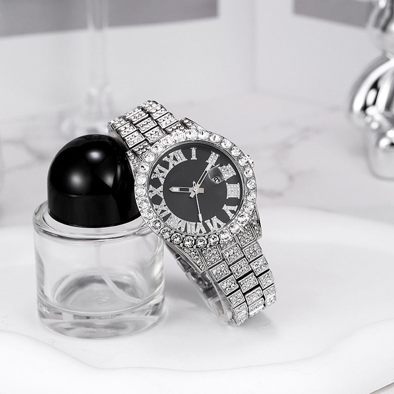 Herren Luxus Automatik Uhr mit Regenbogen-Set Diamanten