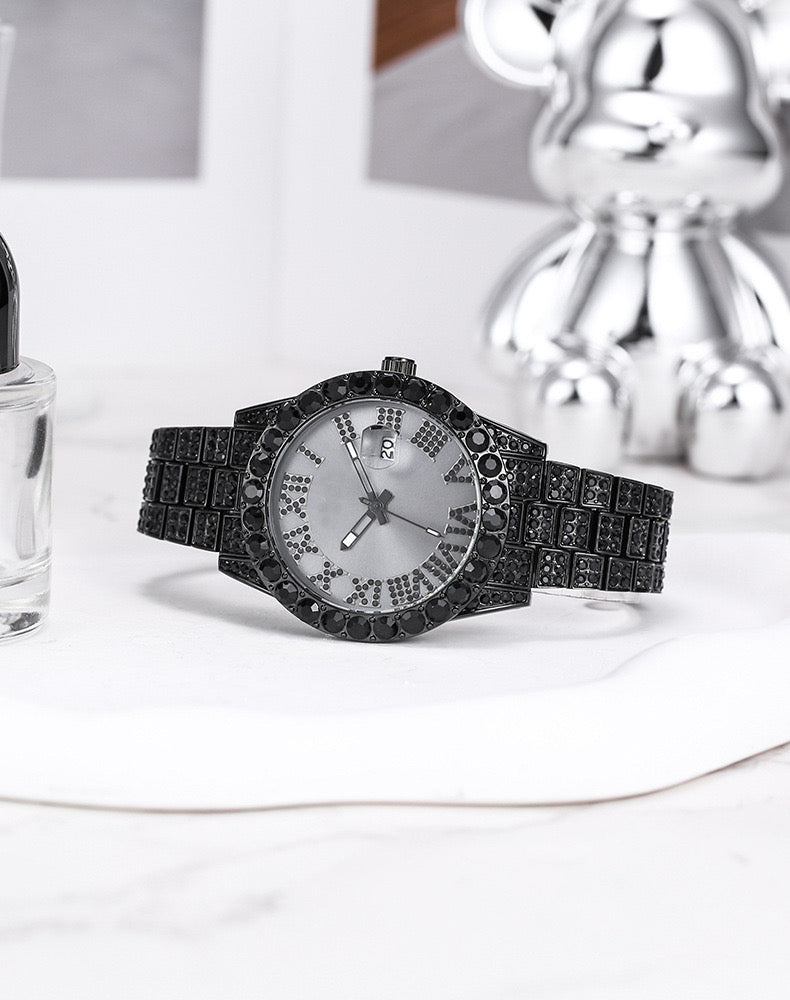 Herren Luxus Automatik Uhr mit Regenbogen-Set Diamanten