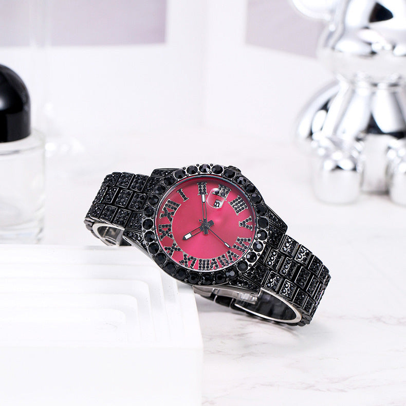 Herren Luxus Automatik Uhr mit Regenbogen-Set Diamanten