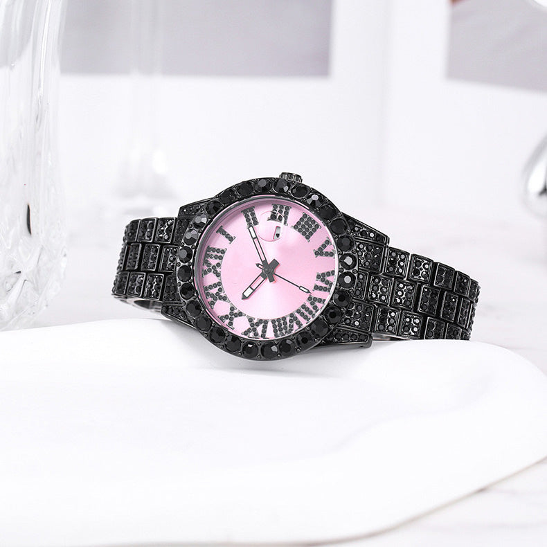 Herren Luxus Automatik Uhr mit Regenbogen-Set Diamanten