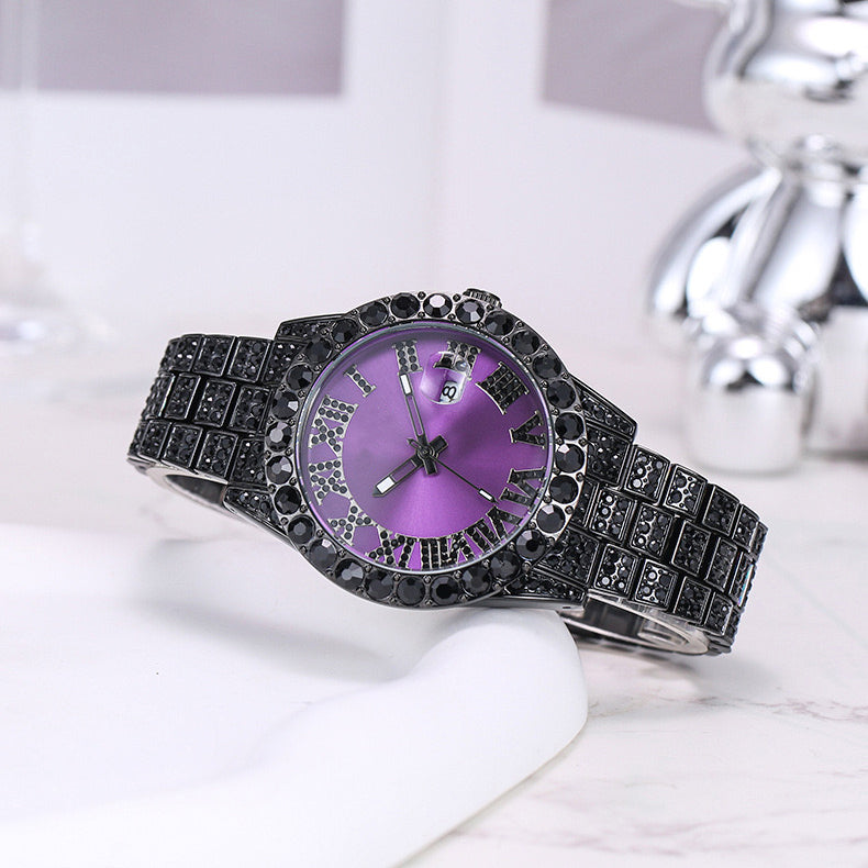 Herren Luxus Automatik Uhr mit Regenbogen-Set Diamanten