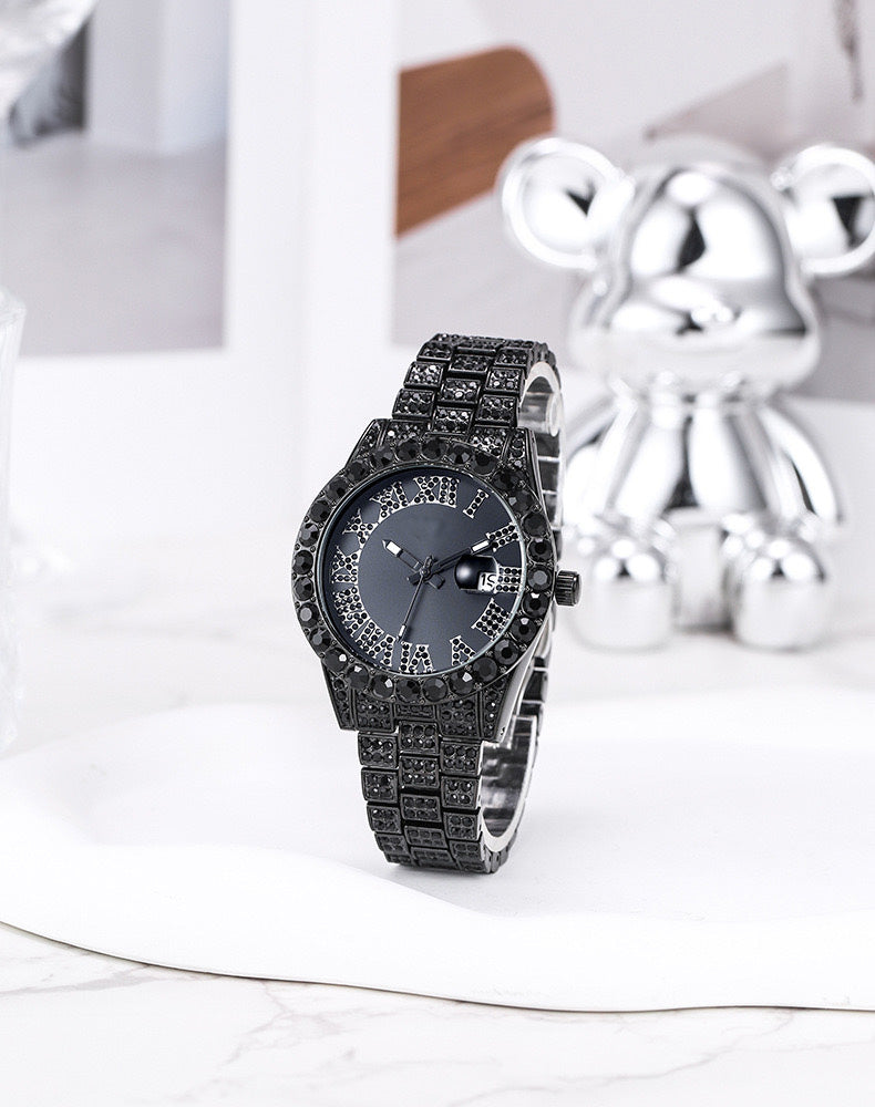 Herren Luxus Automatik Uhr mit Regenbogen-Set Diamanten