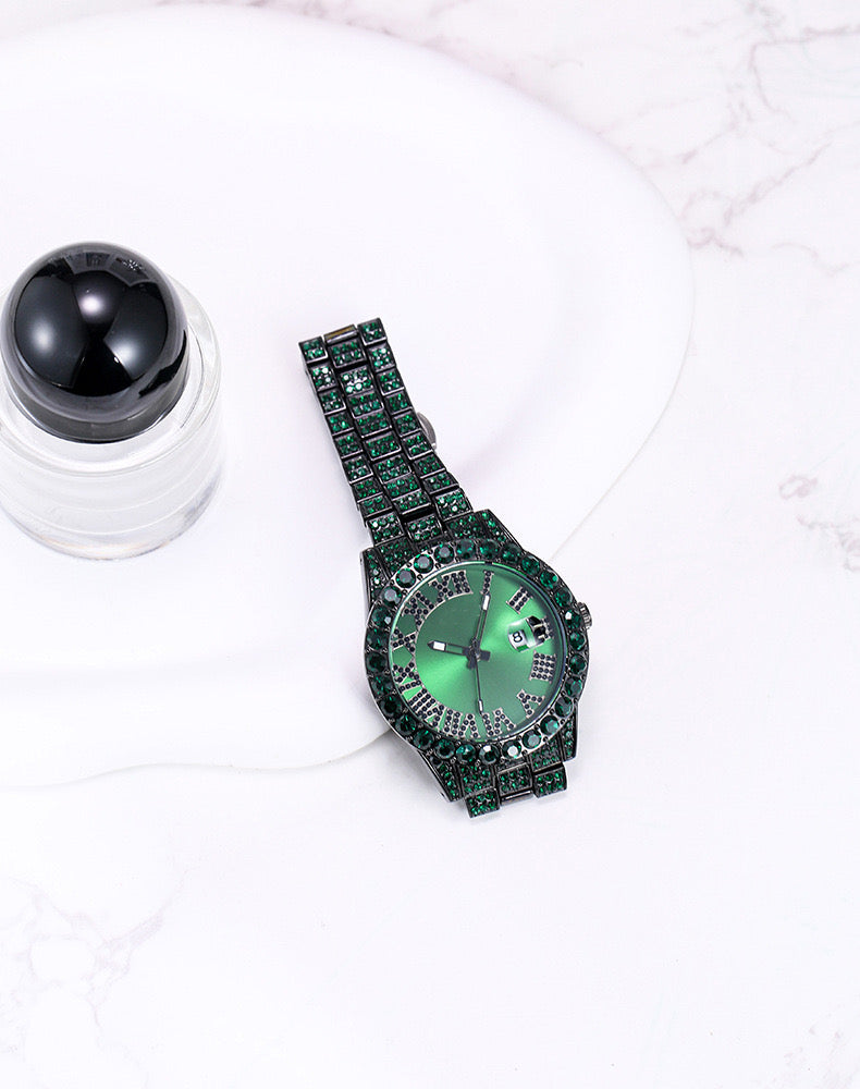 Herren Luxus Automatik Uhr mit Regenbogen-Set Diamanten