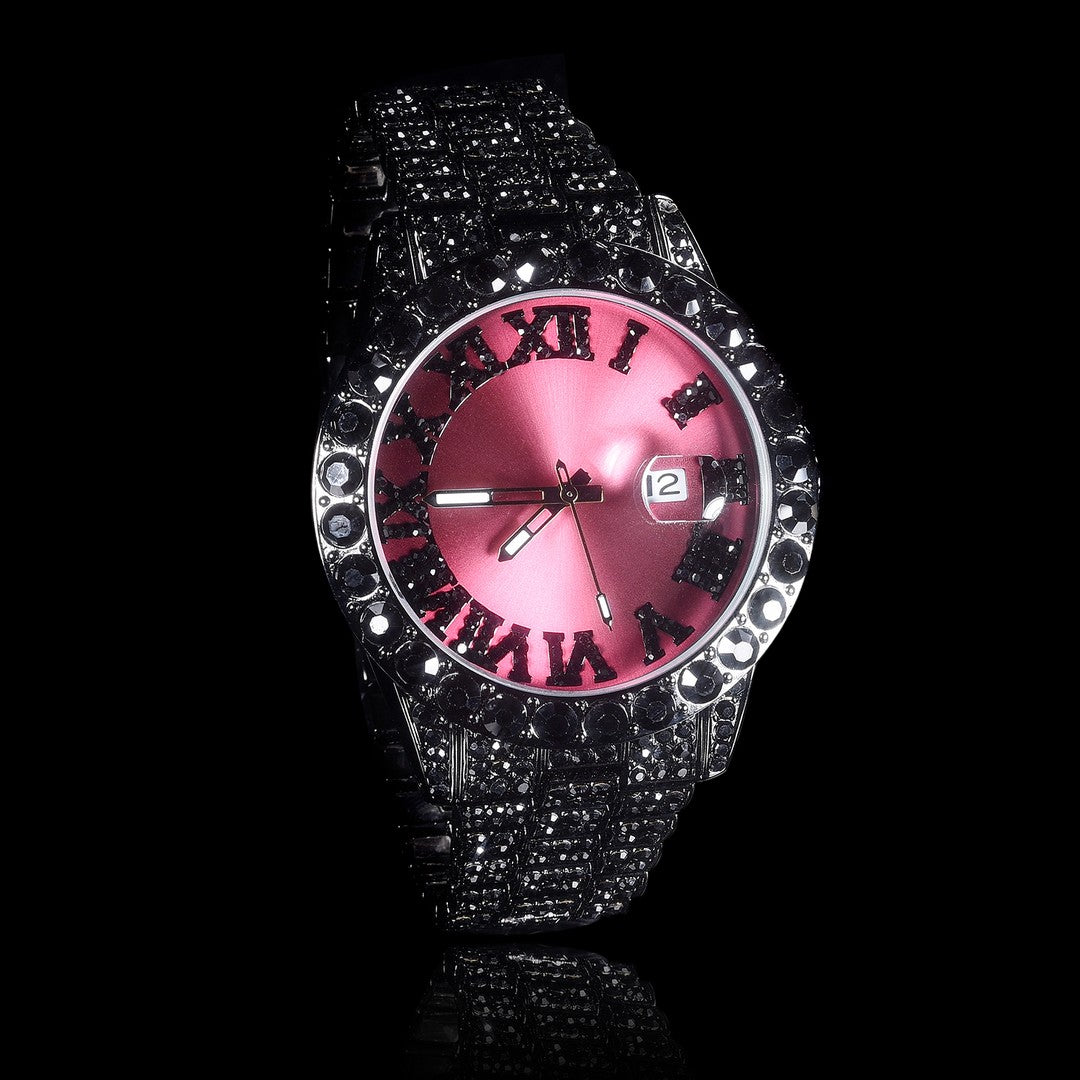 Herren Luxus Automatik Uhr mit Regenbogen-Set Diamanten