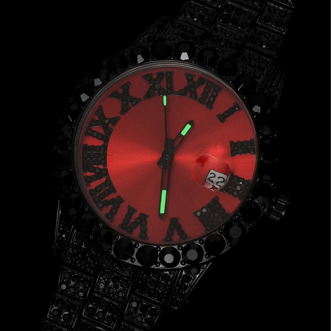 Herren Luxus Automatik Uhr mit Regenbogen-Set Diamanten
