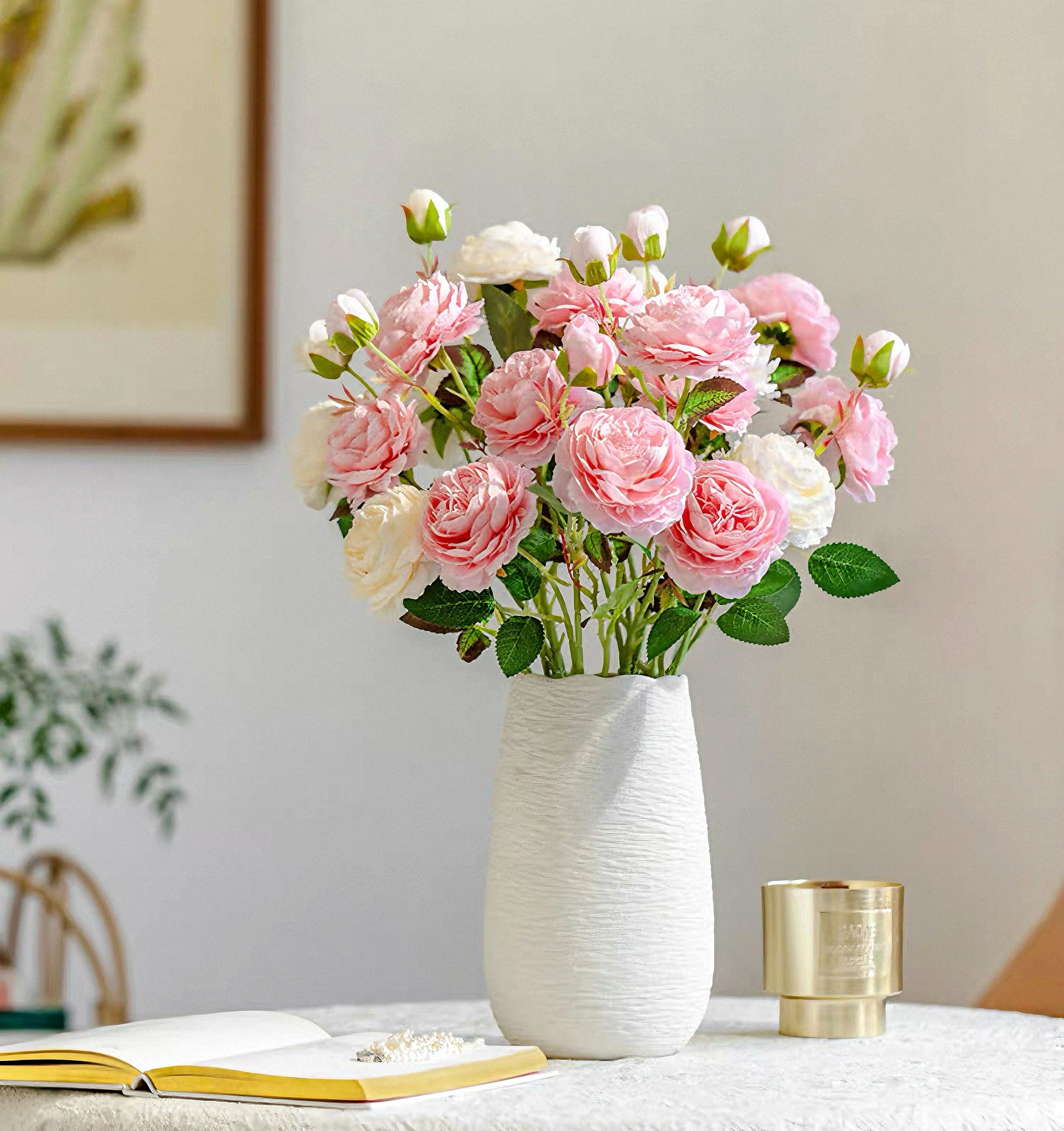 フェイクチューリップアレンジメント - ホワイト（茎10本 / 花10個）