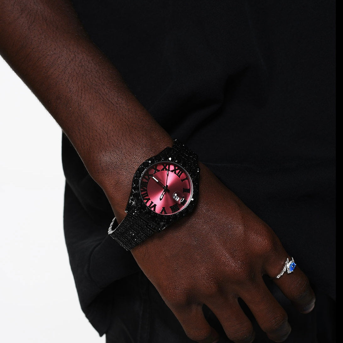Herren Luxus Automatik Uhr mit Regenbogen-Set Diamanten