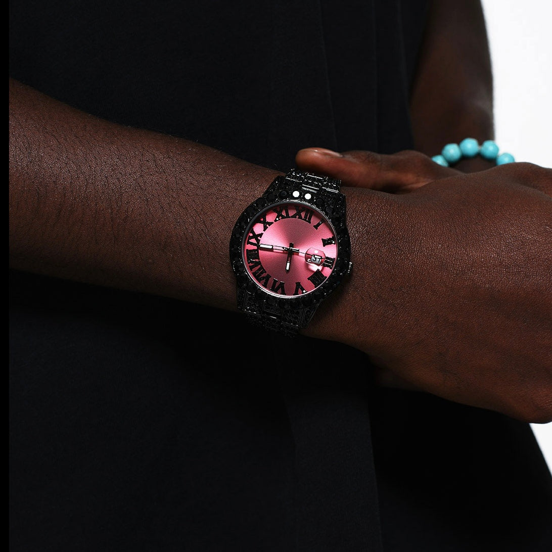 Herren Luxus Automatik Uhr mit Regenbogen-Set Diamanten