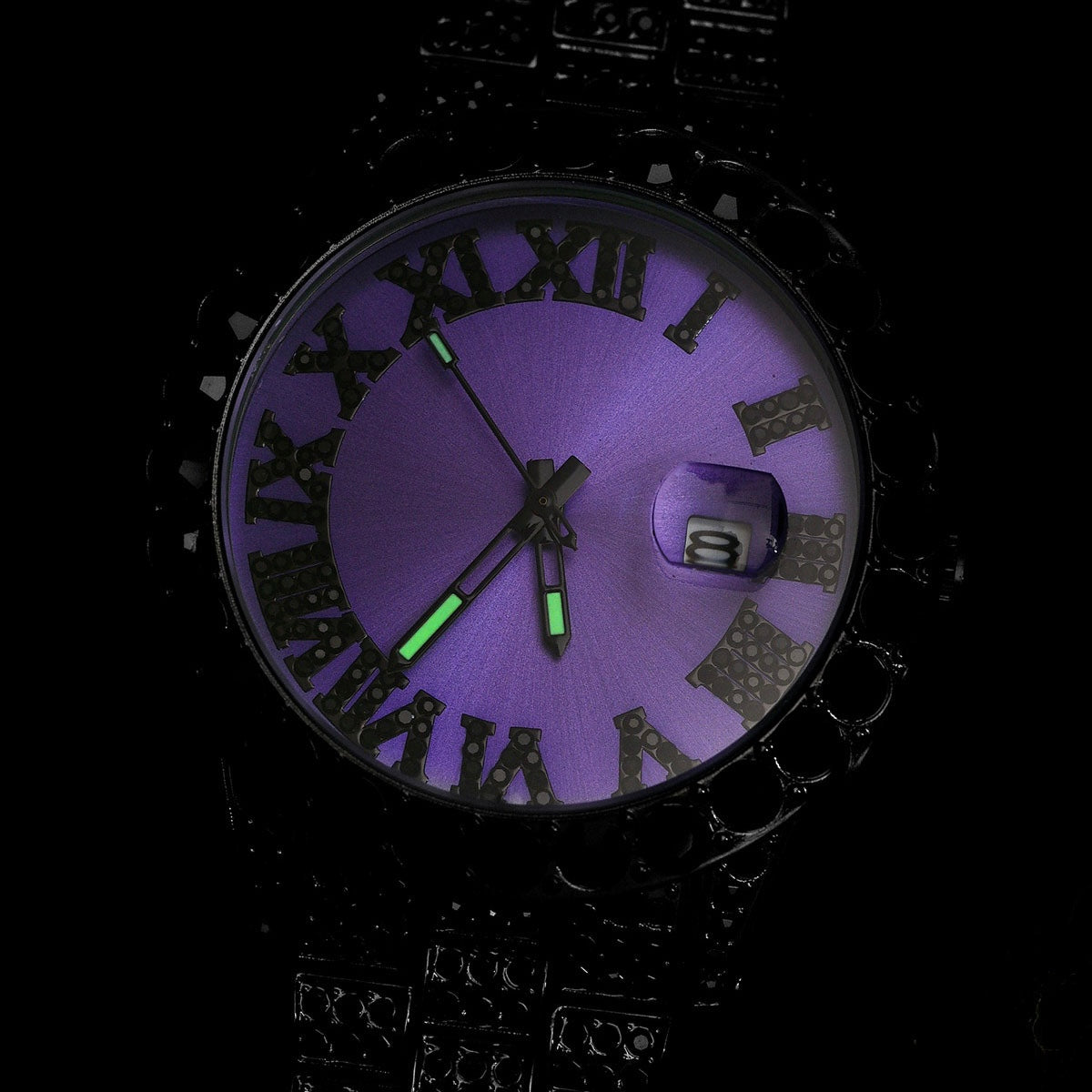 Herren Luxus Automatik Uhr mit Regenbogen-Set Diamanten