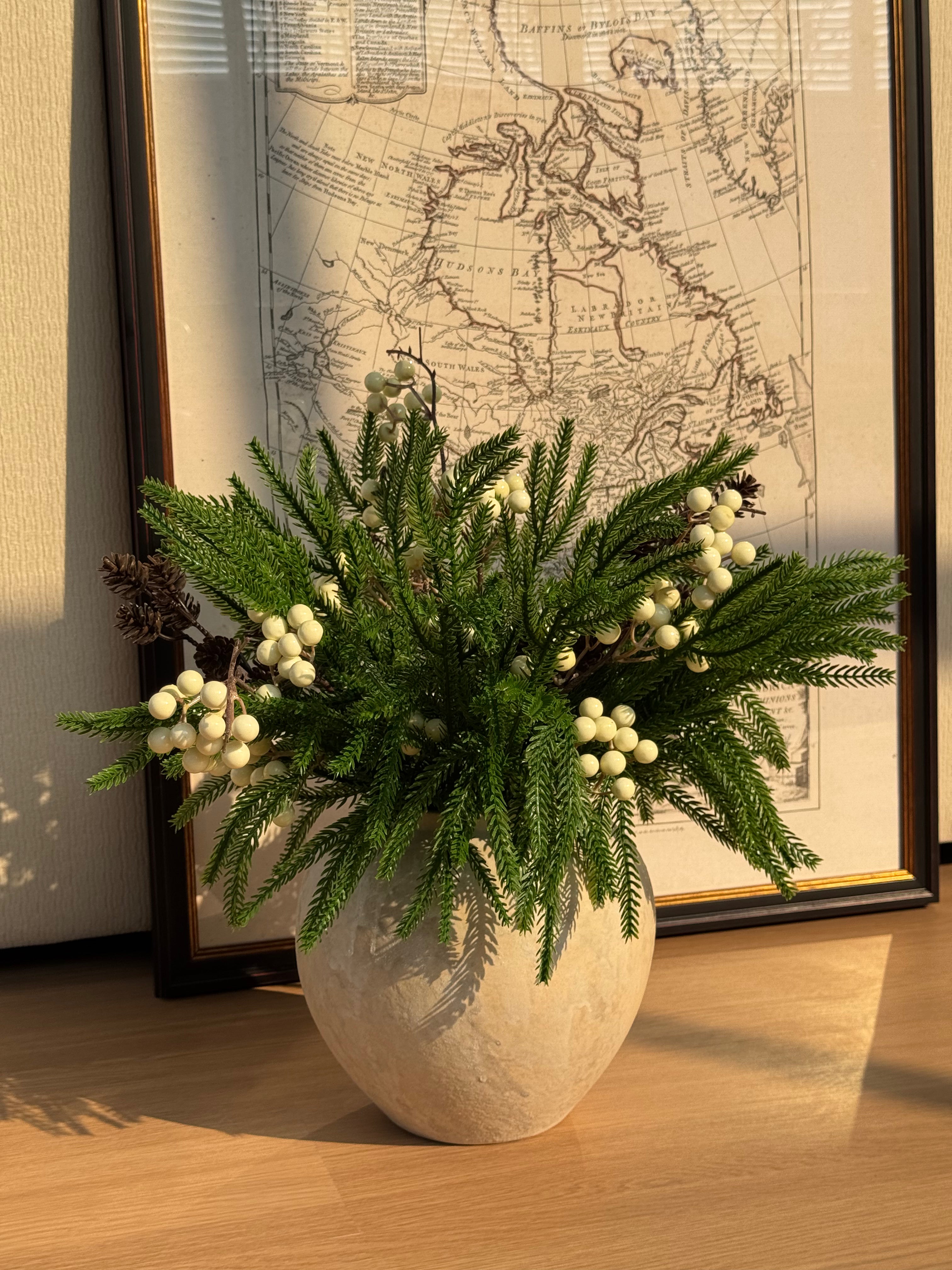 Winter Pine & White Berry Faux Floral Arrangement
