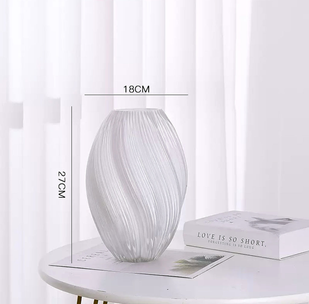 テクスチャードベージュセラミック花瓶 - ホワイト