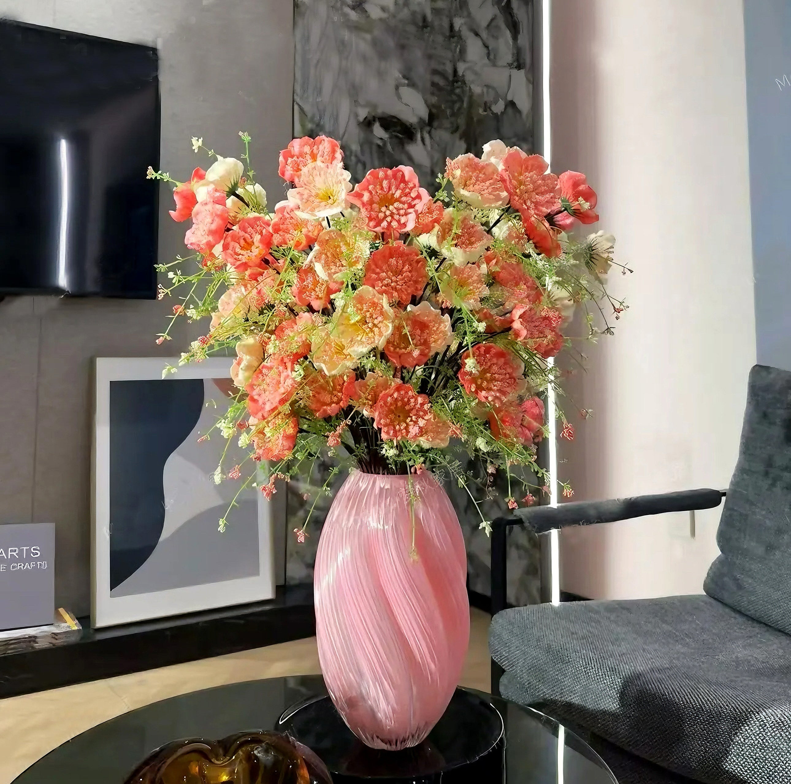 Pastel Yellow & Pink Azalea Artificial Flower Arrangement