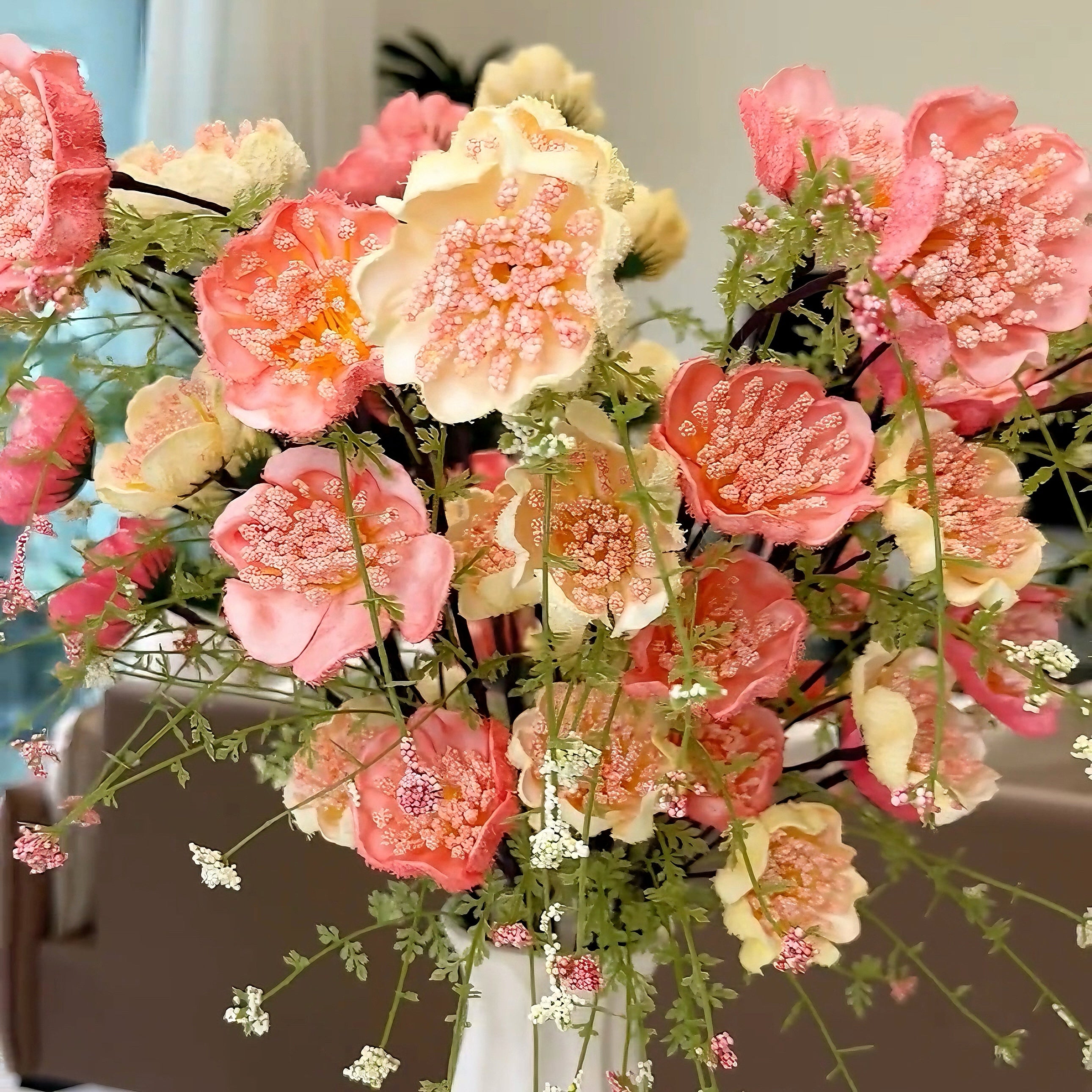 Pastel Yellow & Pink Azalea Artificial Flower Arrangement