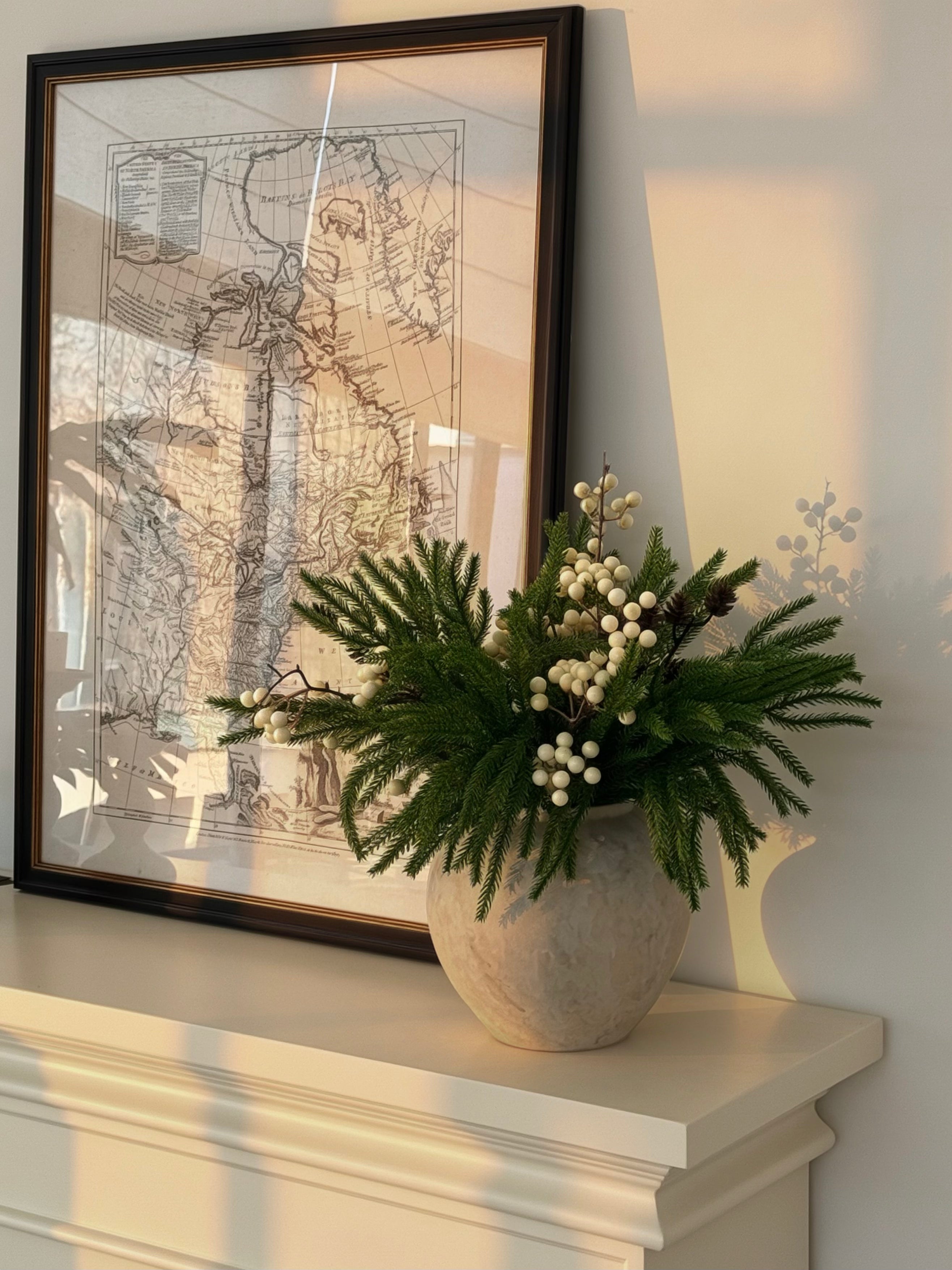 Winter Pine & White Berry Faux Floral Arrangement