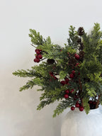 Nordic Red Berry and Cedar Botanical Faux Floral Arrangement