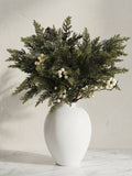 Nordic White Berry and Cedar Botanical Faux Floral Arrangement