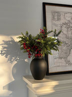 Nordic Red Berry and Cedar Botanical Faux Floral Arrangement