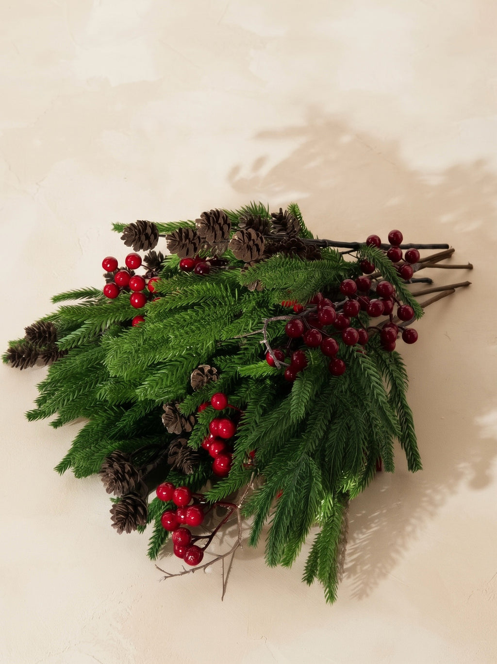 Winter Pine & Red Berry Faux Floral Arrangement